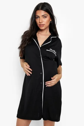 Maternity Jersey Button Short Sleeve Nightgown