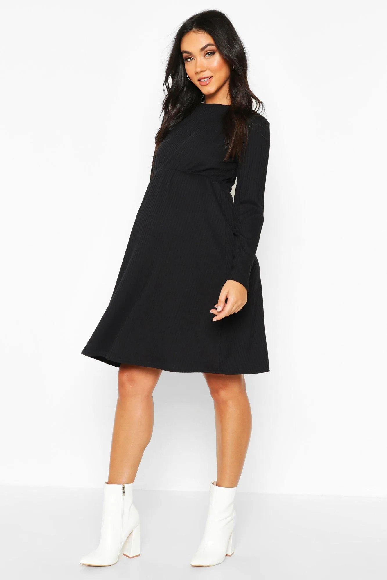 Maternity Knitted Rib Smock Dress