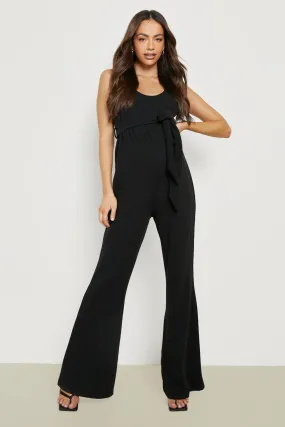 Maternity Linen Look Straight Leg Jumpsuit