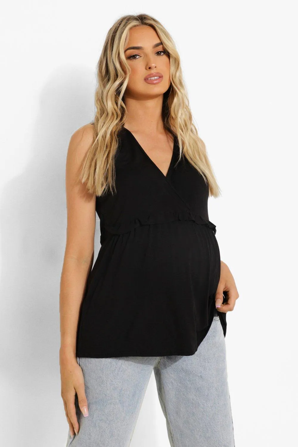 Maternity Nursing Wrap Ruffle Smock Top