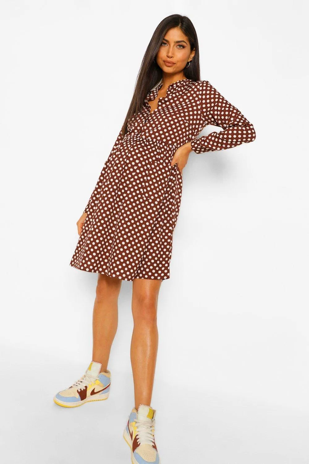 Maternity Polka Dot Shirt Dress