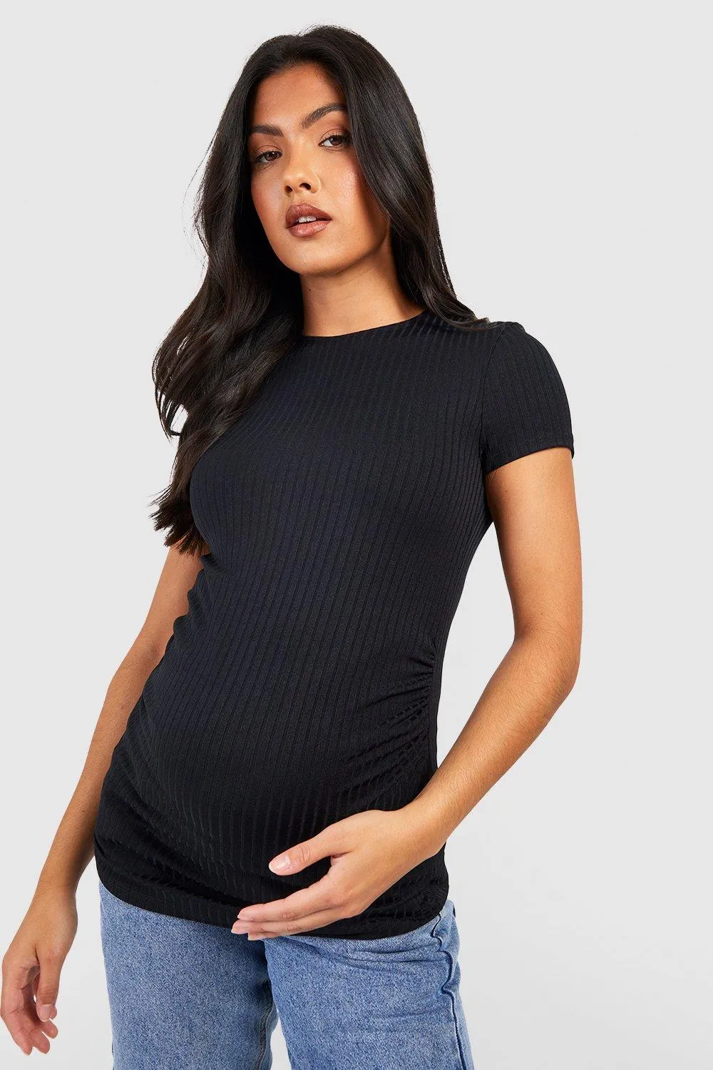 Maternity Rib Scoop Neck T-shirt