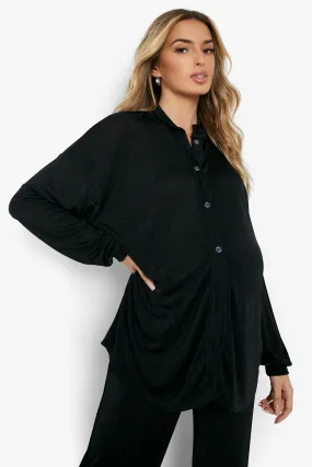 Maternity Textured Slinky Relaxed Shirt