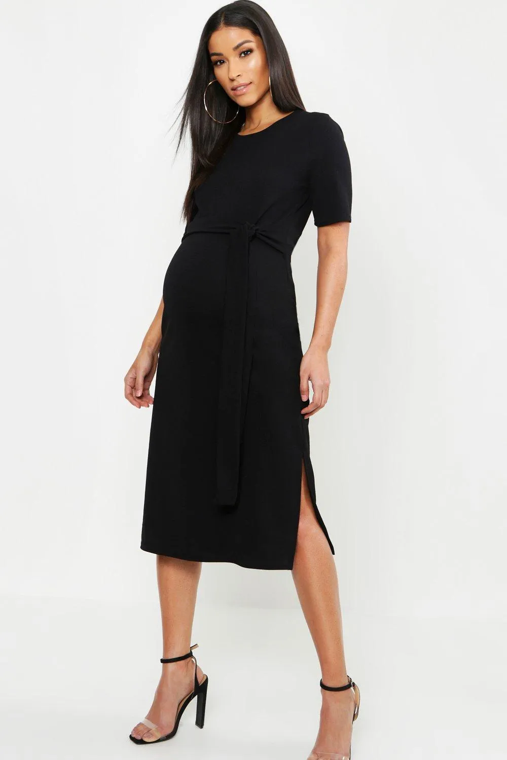 Maternity Tie Front Midi Dress