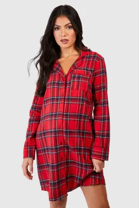 Maternity Traditional Flannel Button Up Night Shirt