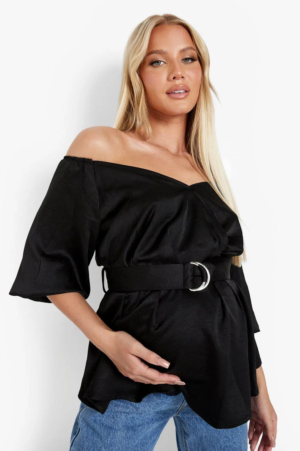 Maternity Woven Off The Shoulder Blouse