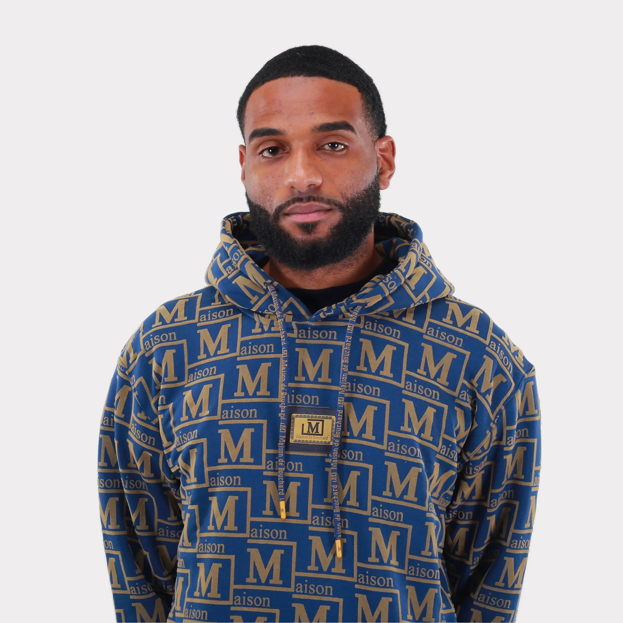 MDB Couture Men's French Terry Monogram Hoodie Sweatshirt