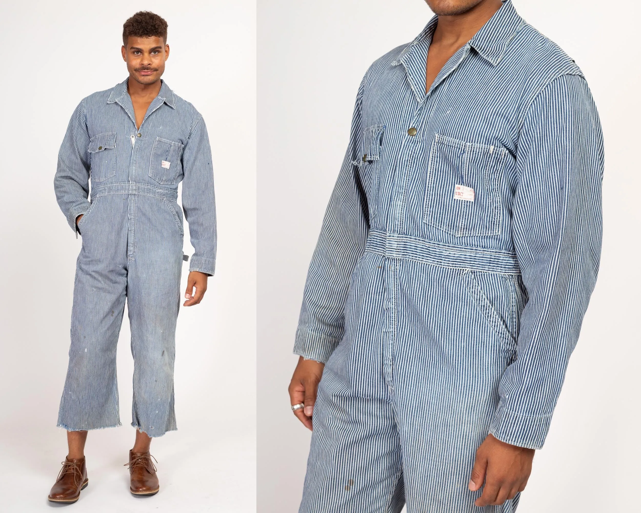 Medium 1950s Hickory Stripe Sanforized Workwear Coveralls