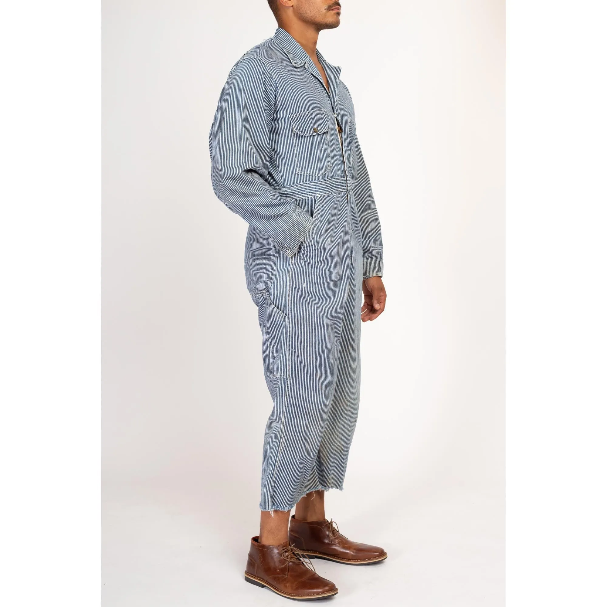 Medium 1950s Hickory Stripe Sanforized Workwear Coveralls