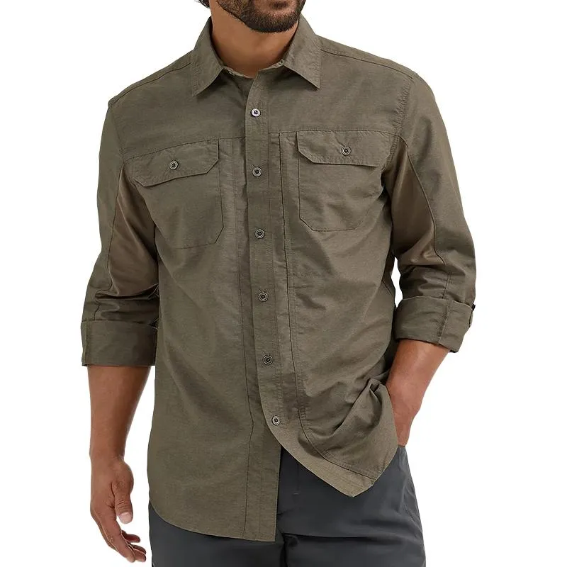 Men's Retro Casual Pocket Workwear Long Sleeve Shirt 05375471TO