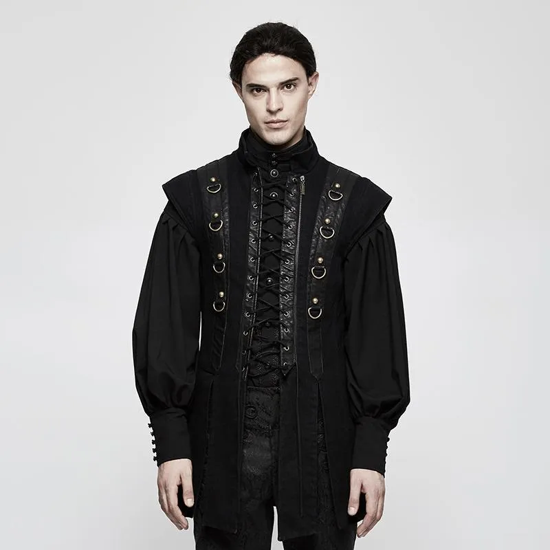 Men's Solid Color Lace-up Jap Vest