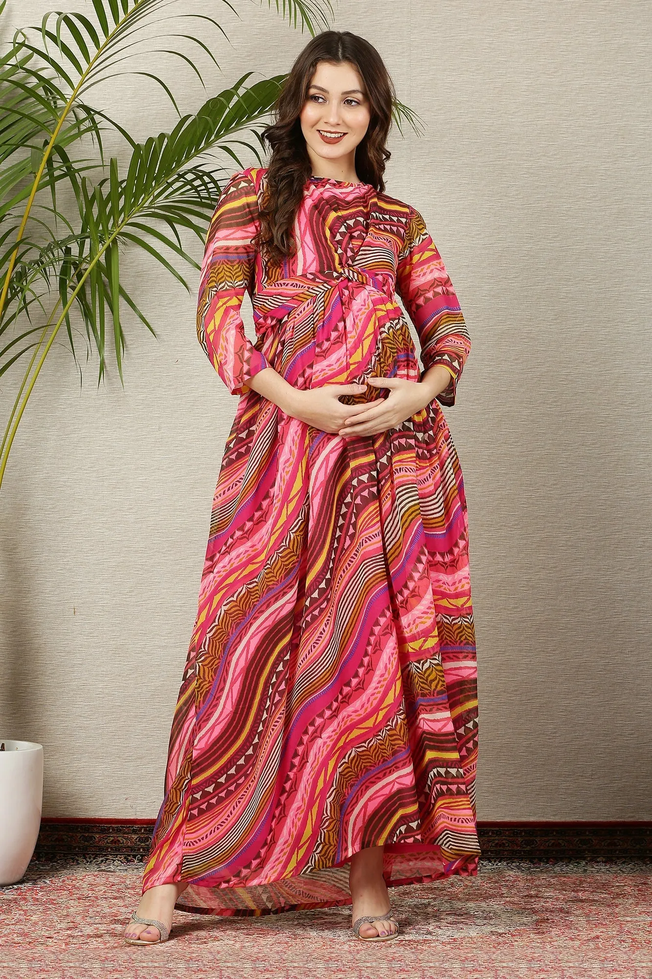 Merry Colorful Maternity Knot Dress