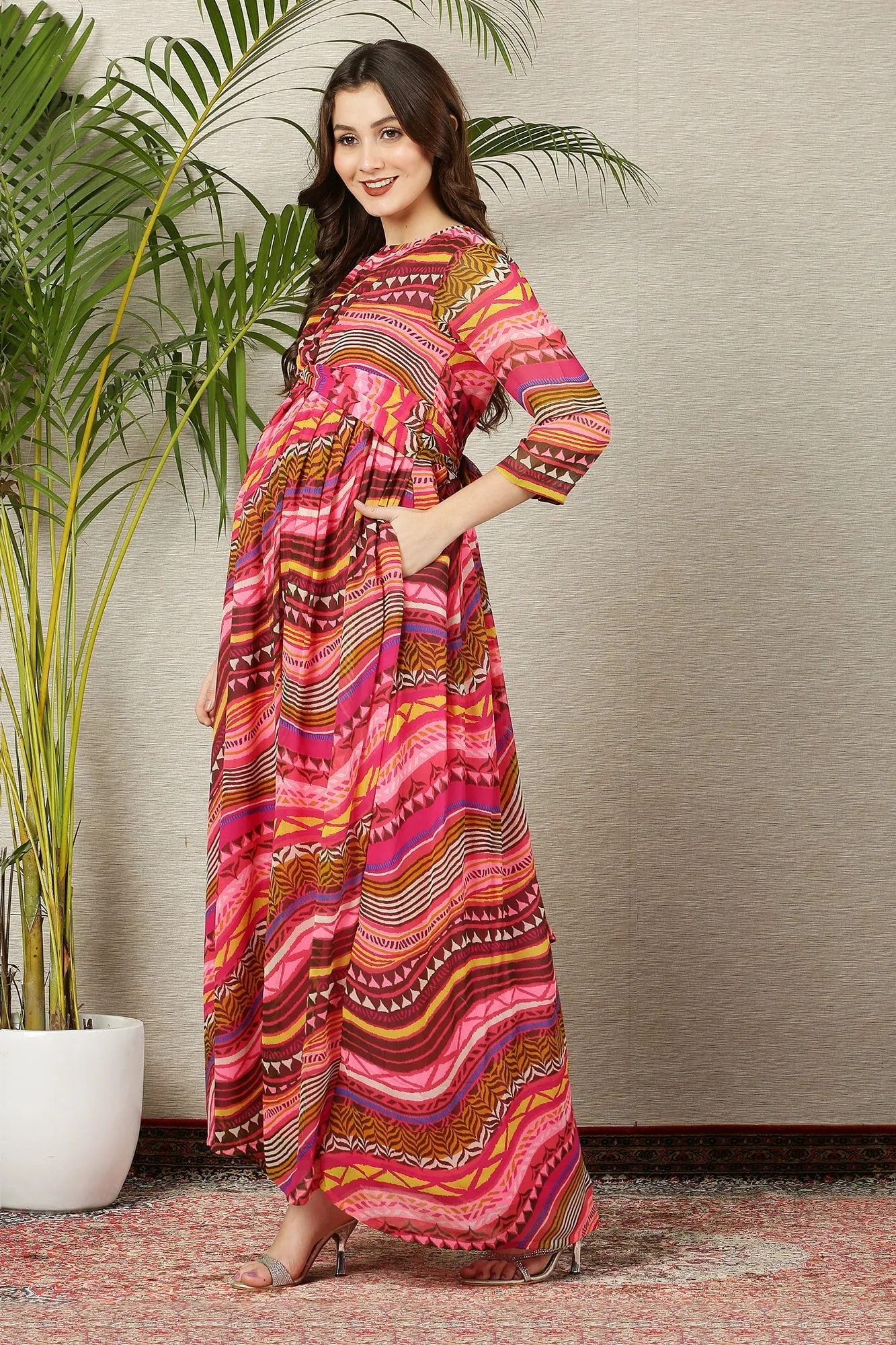 Merry Colorful Maternity Knot Dress