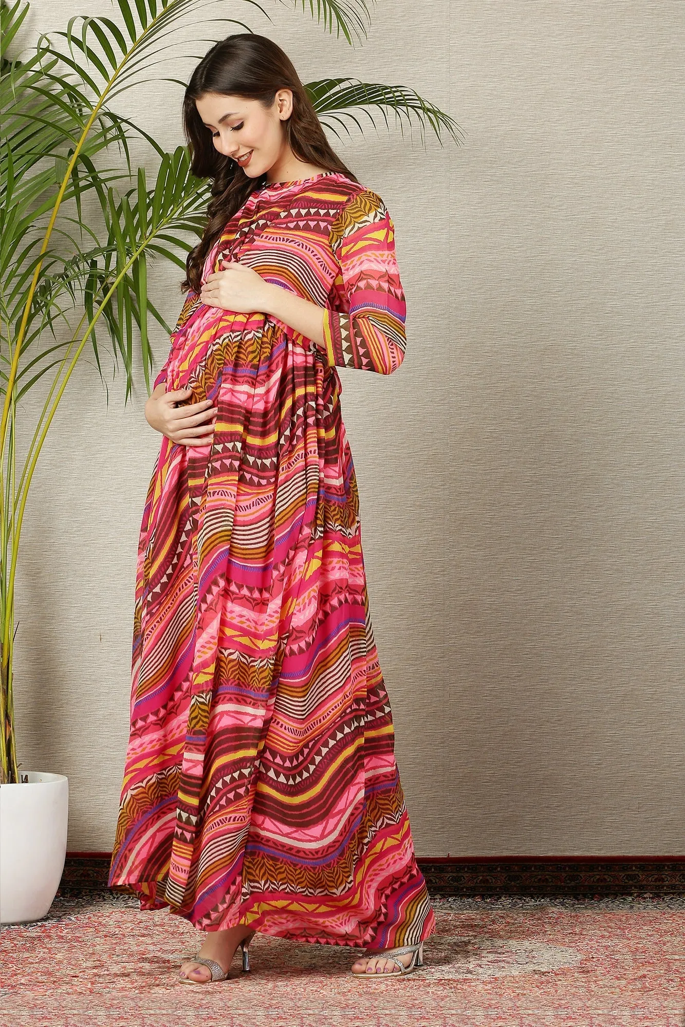 Merry Colorful Maternity Knot Dress