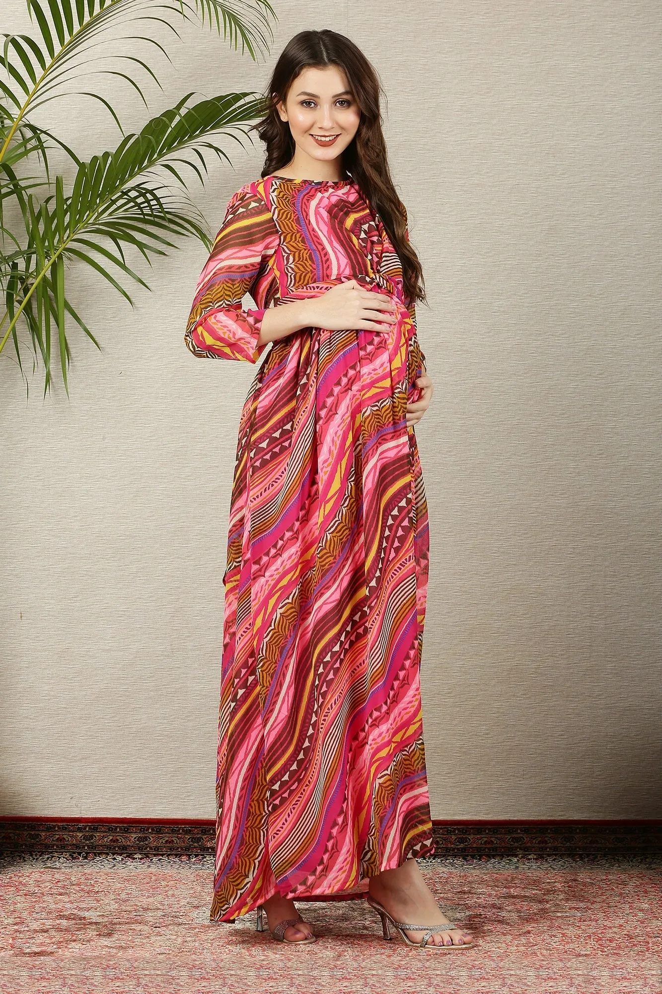 Merry Colorful Maternity Knot Dress