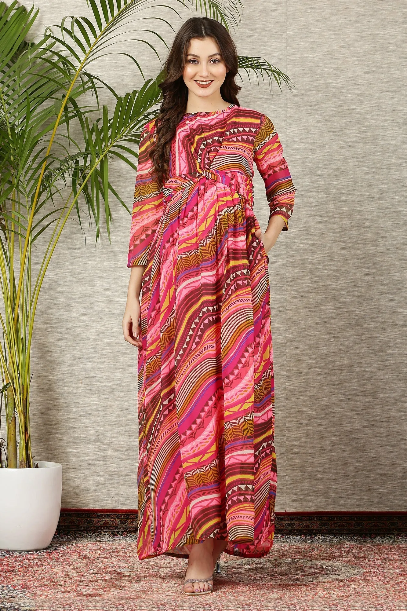 Merry Colorful Maternity Knot Dress