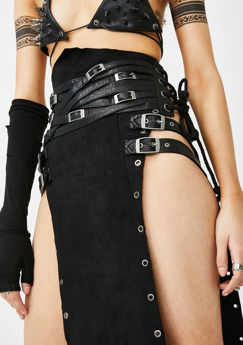 Metallic Personality Buckle Skirt-