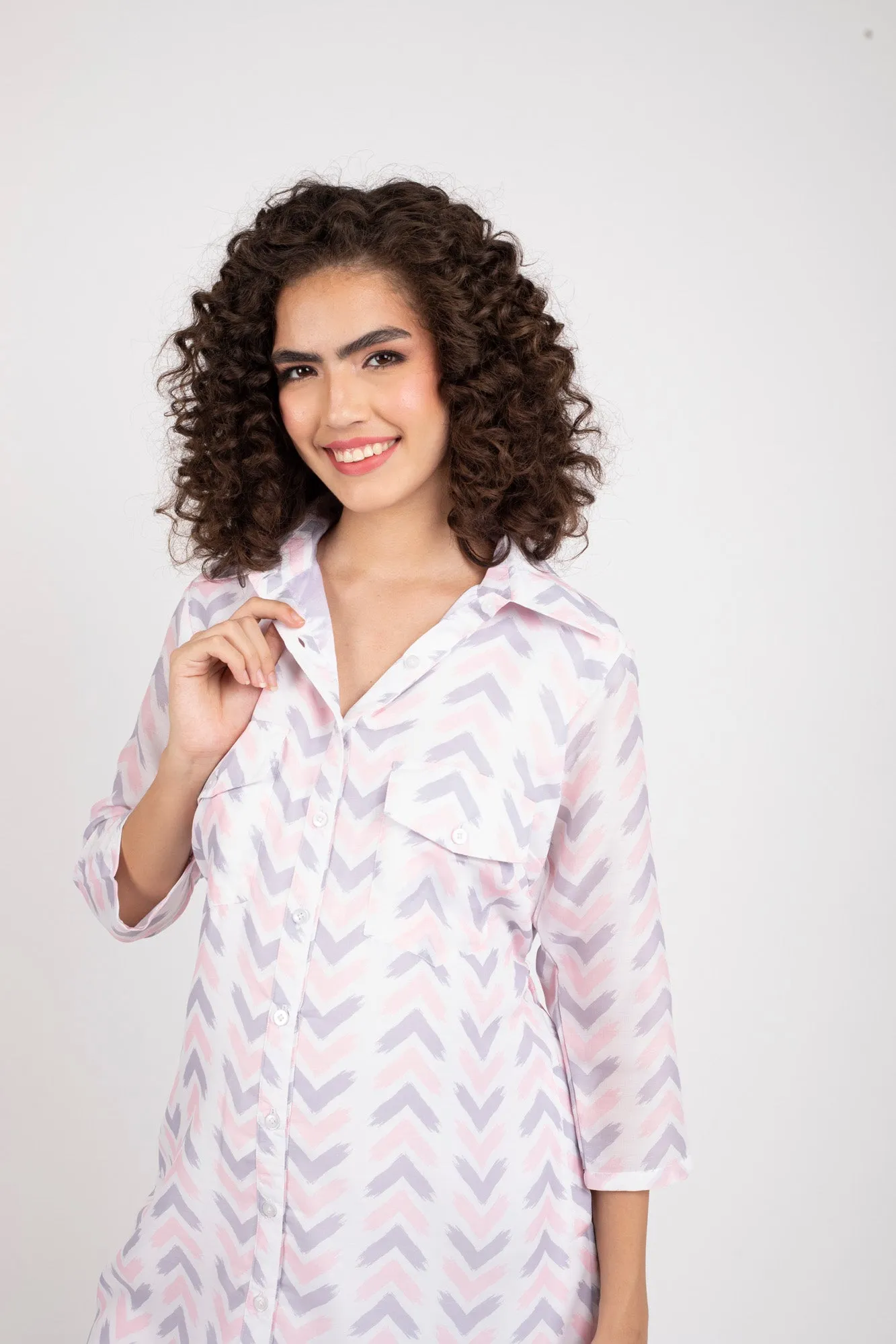 Milky Abstract Versatile Maternity & Nursing Shirt Dress