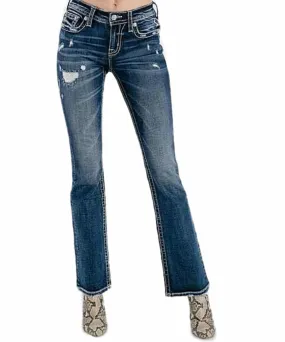 Miss Me Women's Mid Rise Slim Fit Boot Cut Jean