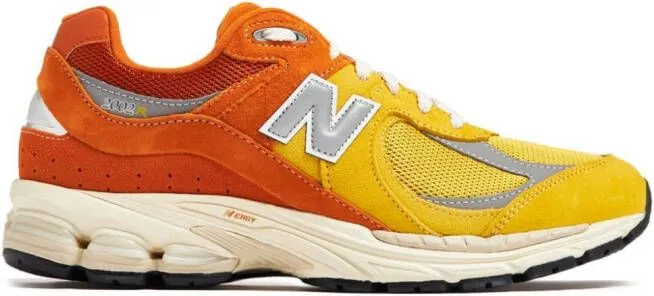 New Balance 574 colour-block suede sneakers Orange