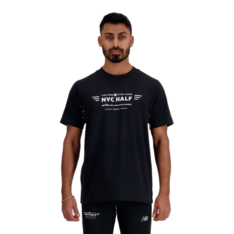 New Balance Men's United Airlines NYC Half Graphic Black T-Shirt