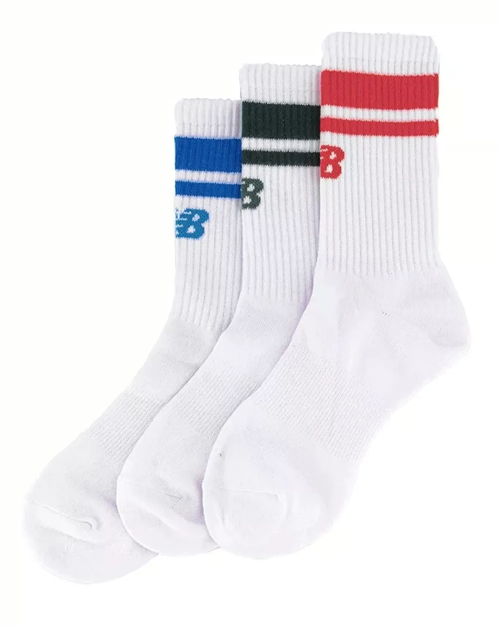 New Balance Stripe Midcalf Socks 3 Pack White