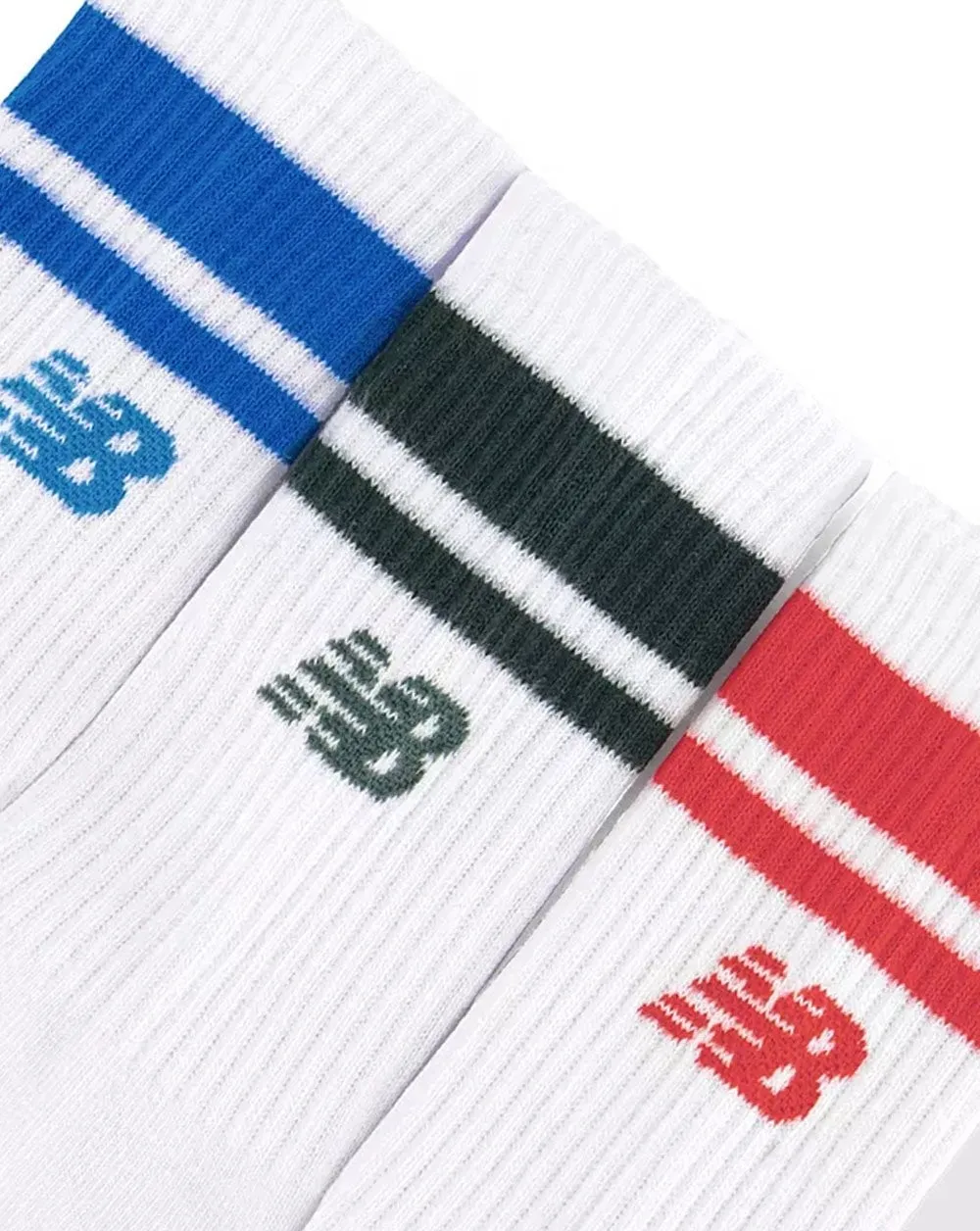 New Balance Stripe Midcalf Socks 3 Pack White