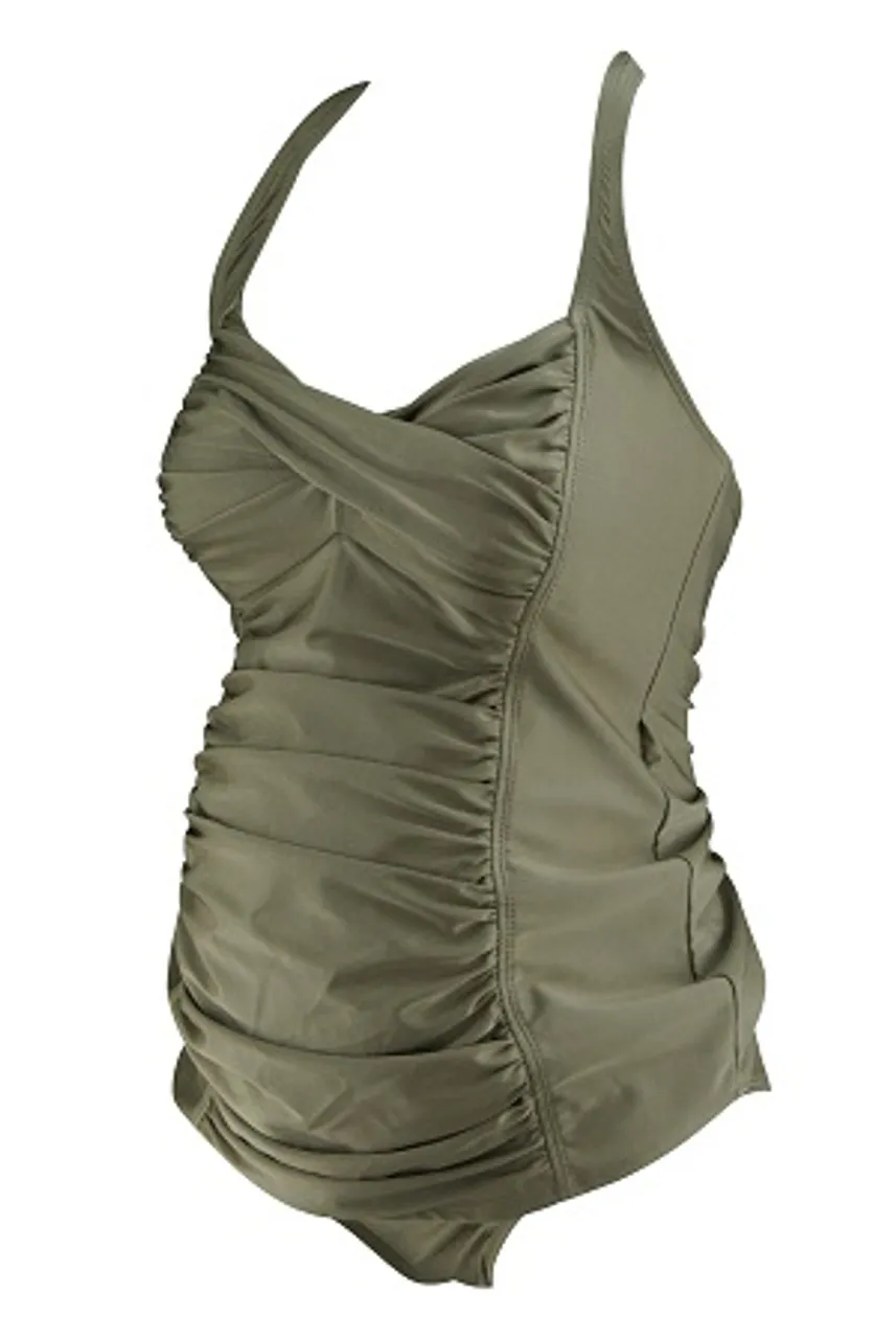 *New* Metallic Taupe A Pea in the Pod Maternity 2 Piece Maternity Tankini Set (Size Small)