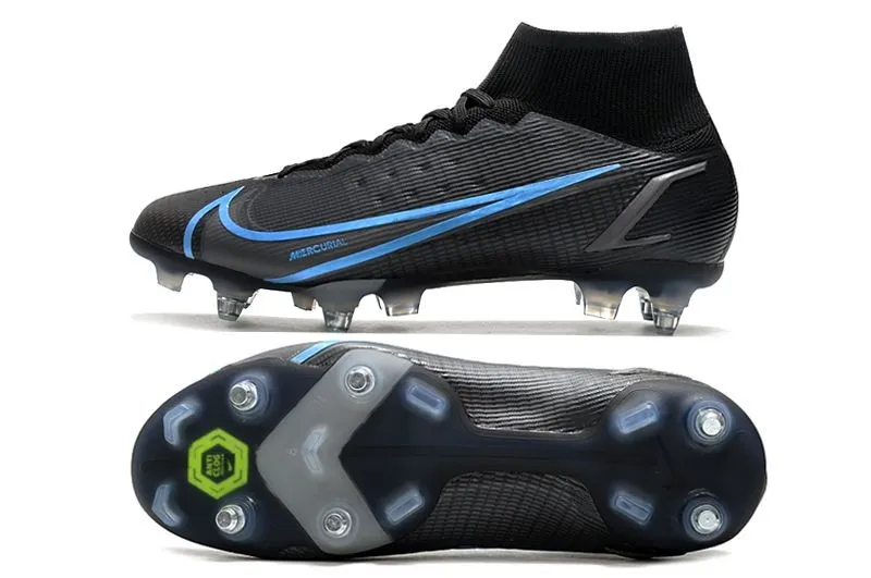 Nike Mercurial Superfly 8 Elite SG-PRO - Black Iron Grey University Blue