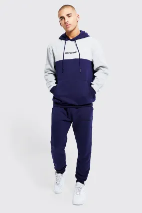 Official Colour Block Hooded Tracksuit With Tape