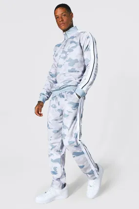 Official Man Camo Print Zip Tricot Tracksuit | boohooMAN UK