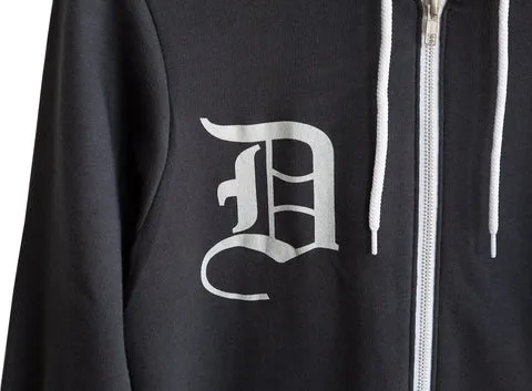 Old Tiger Stadium Blueprint Hoodie, Dark Grey. Navin Field Unisex Hooded Sweatshirt