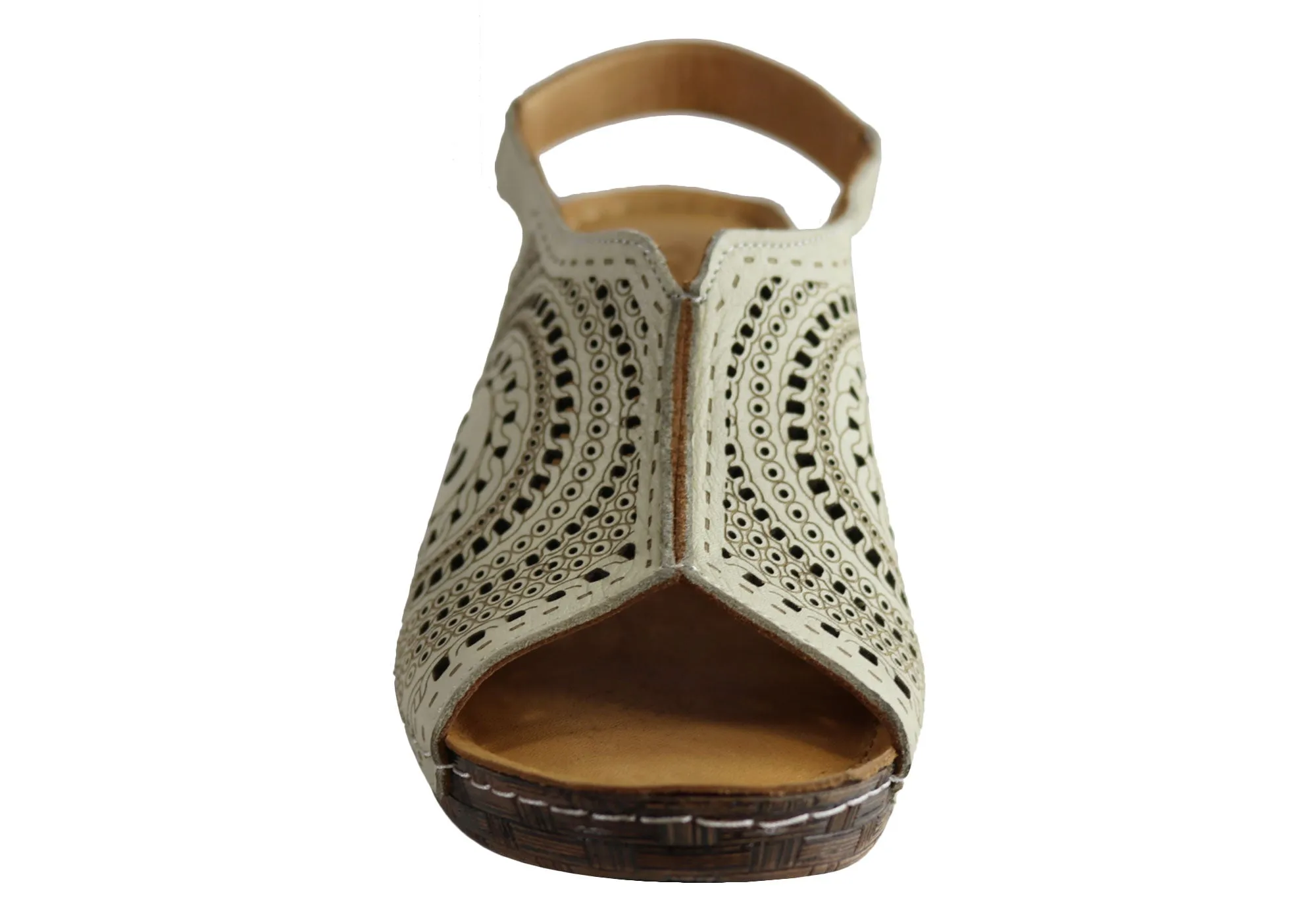 Orizonte Thames Womens European Leather Comfortable Wedge Sandals