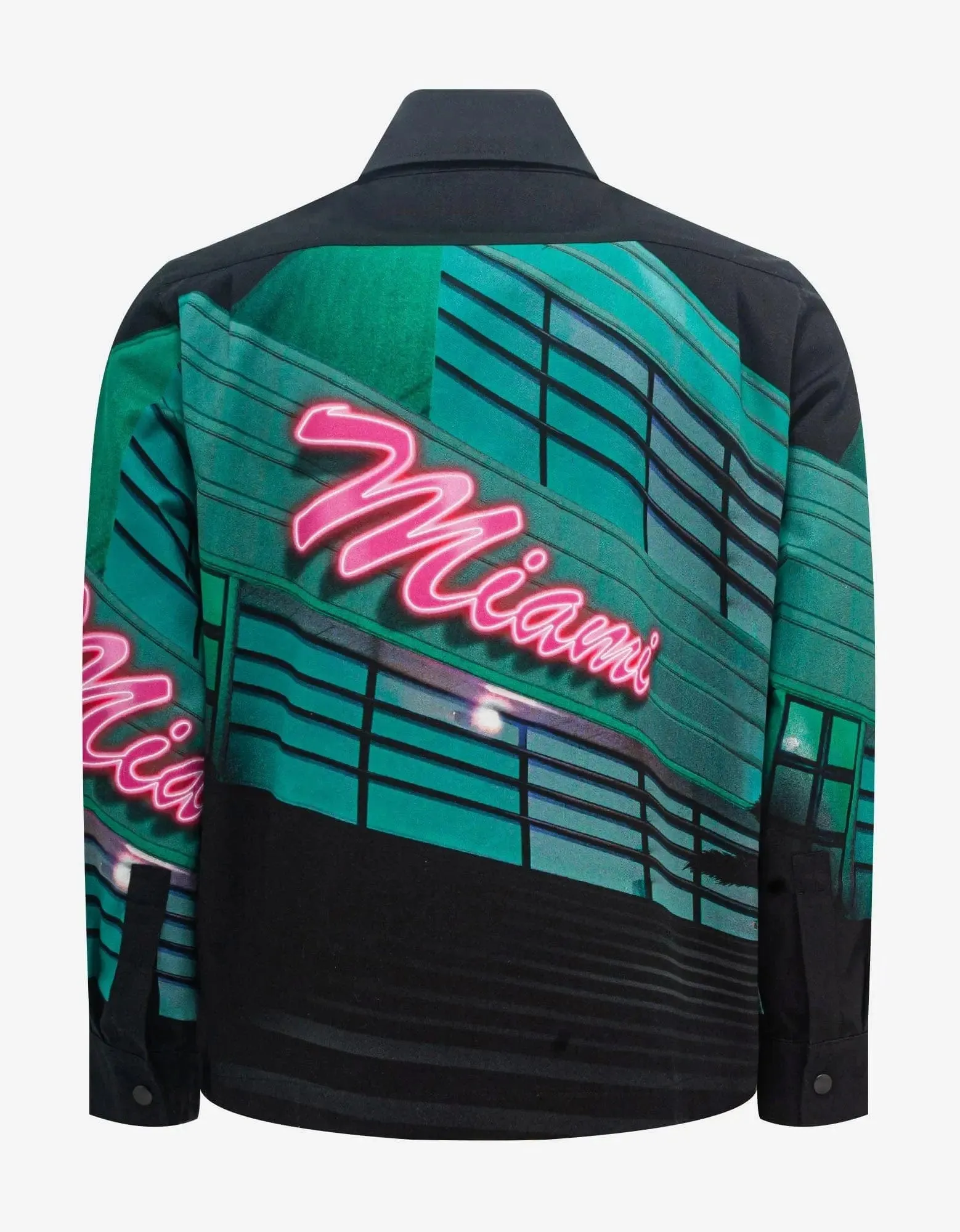 Palm Angels Black Miami Print Workwear Shirt