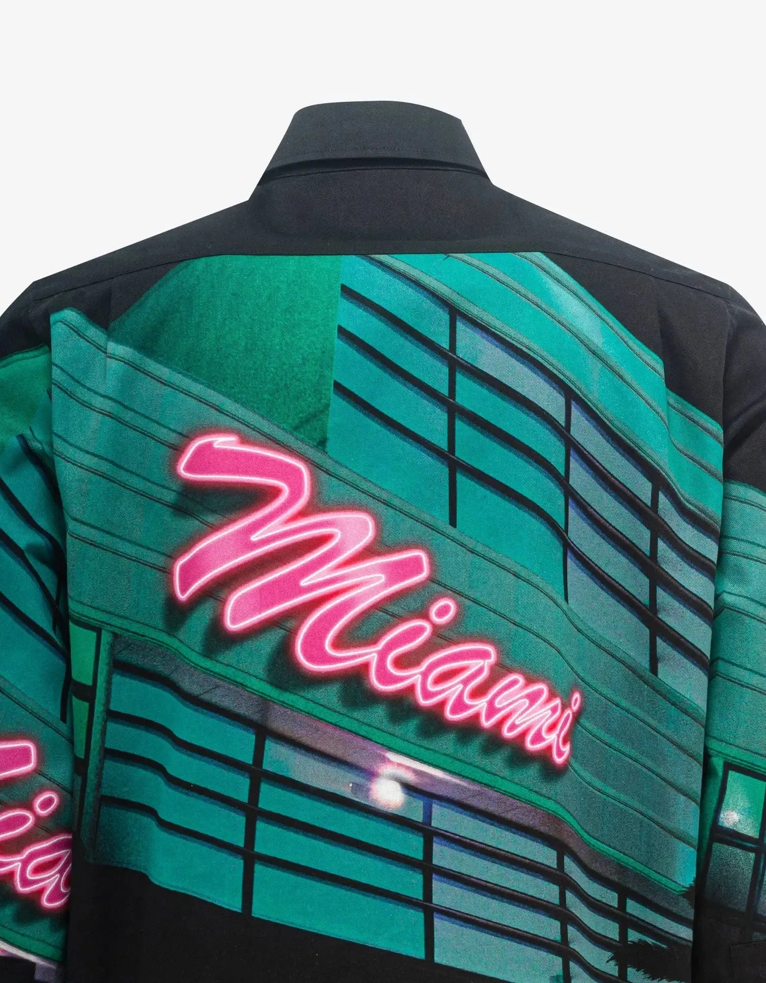 Palm Angels Black Miami Print Workwear Shirt