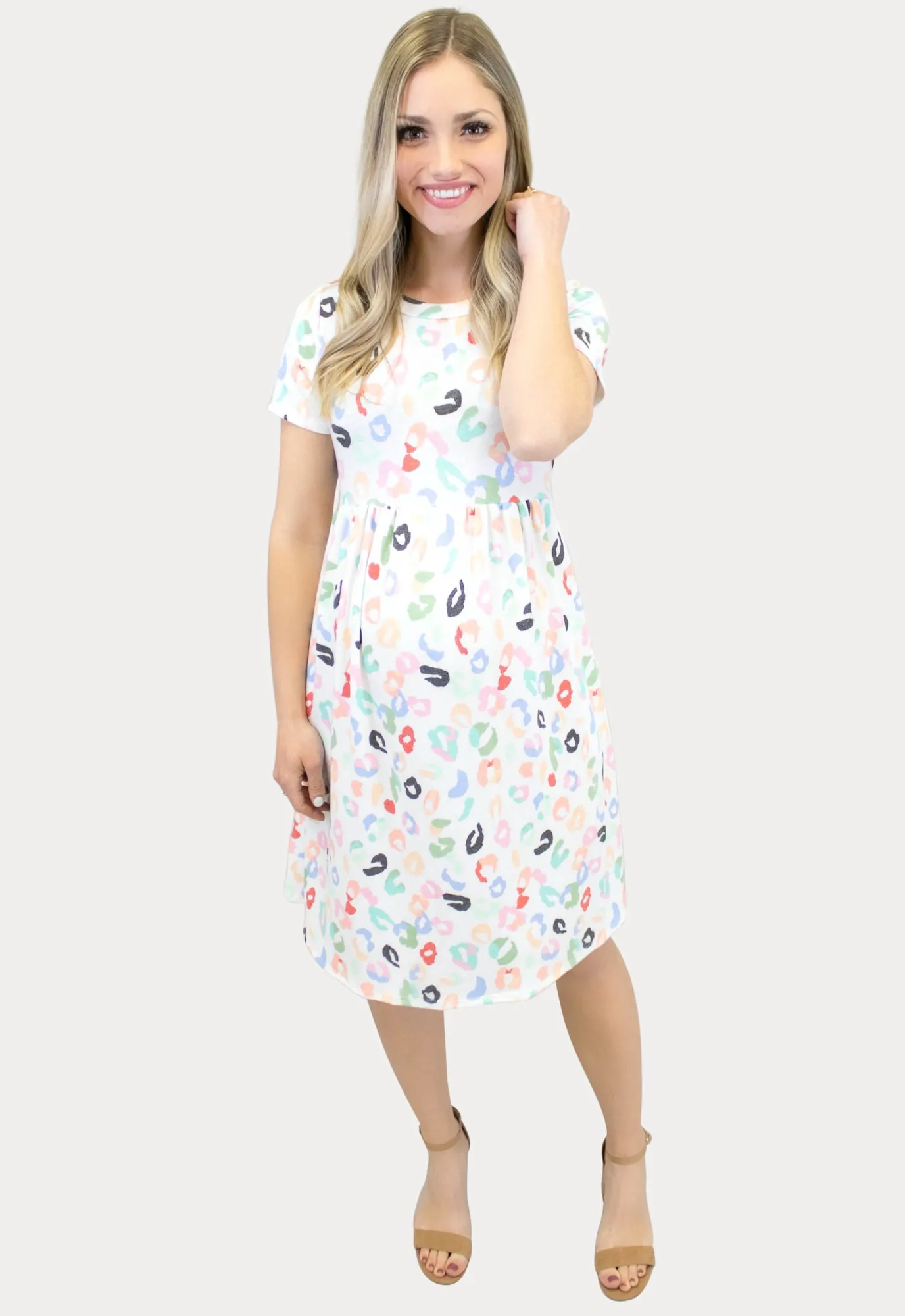 Party Print Maternity Dress in White