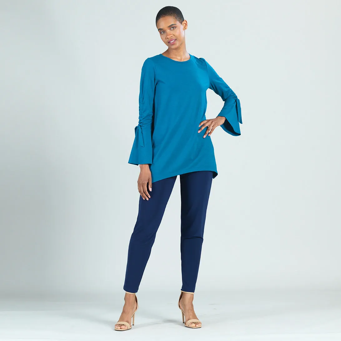 Peach Knit - Pull Tie Bell Sleeve Tunic - Teal - Final Sale!