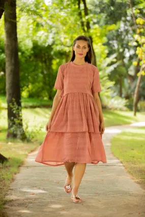 Peach Layered Maternity & Nursing Dress