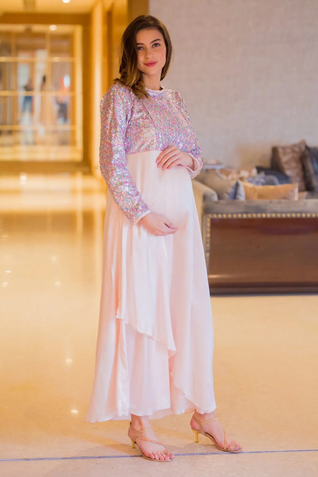 Peppy Sequin Maternity & Nursing Dress