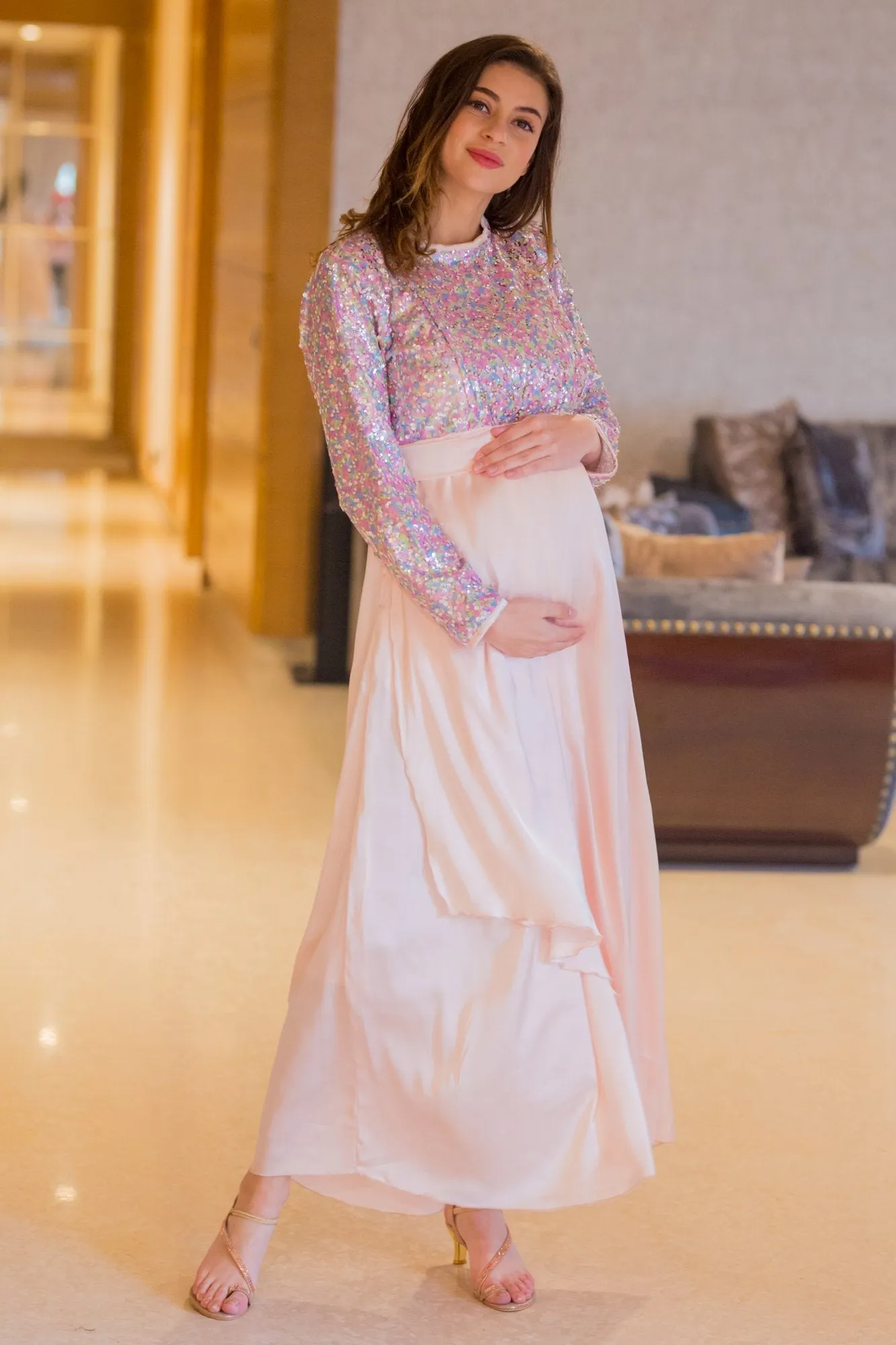 Peppy Sequin Maternity & Nursing Dress