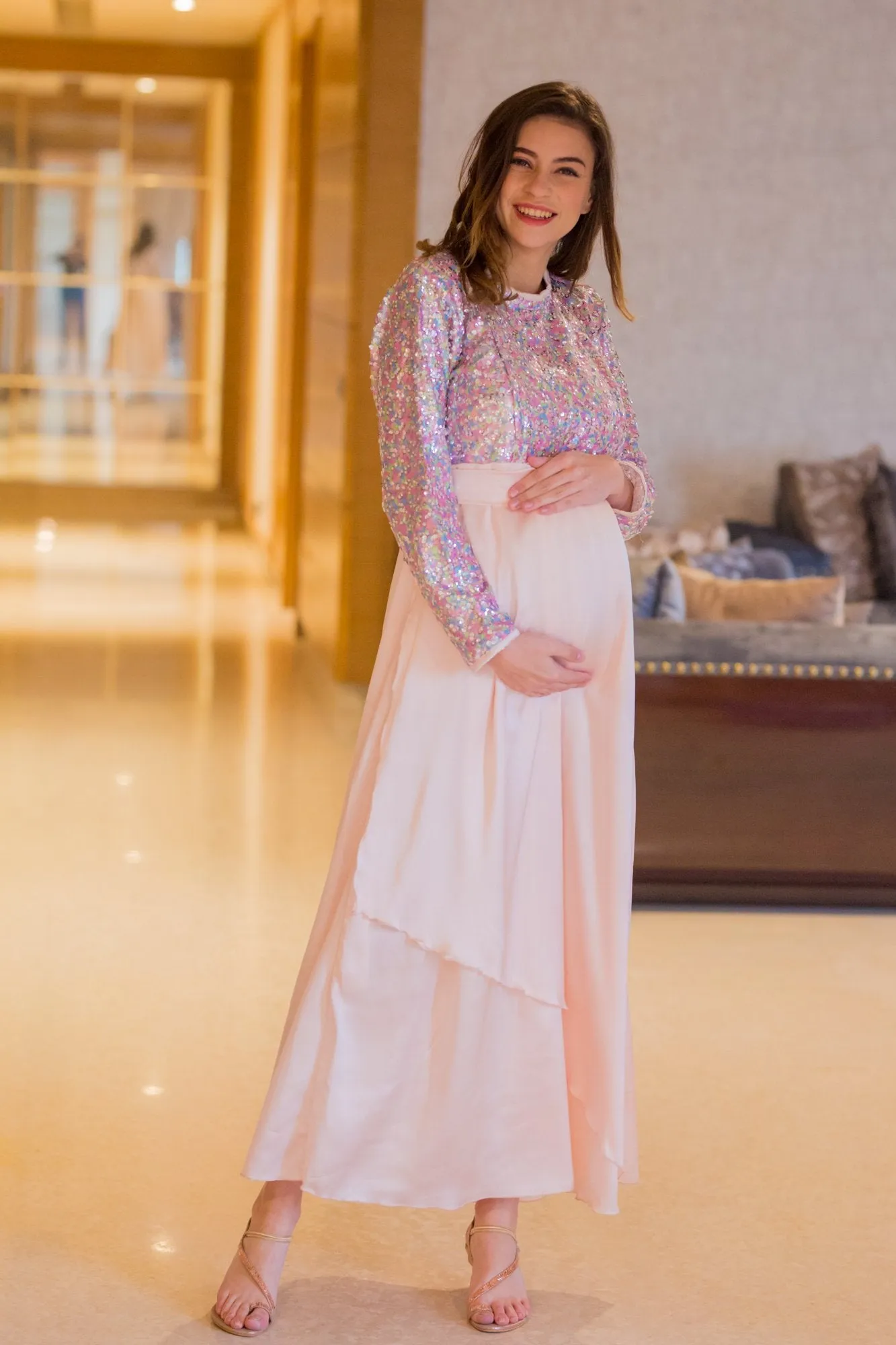 Peppy Sequin Maternity & Nursing Dress