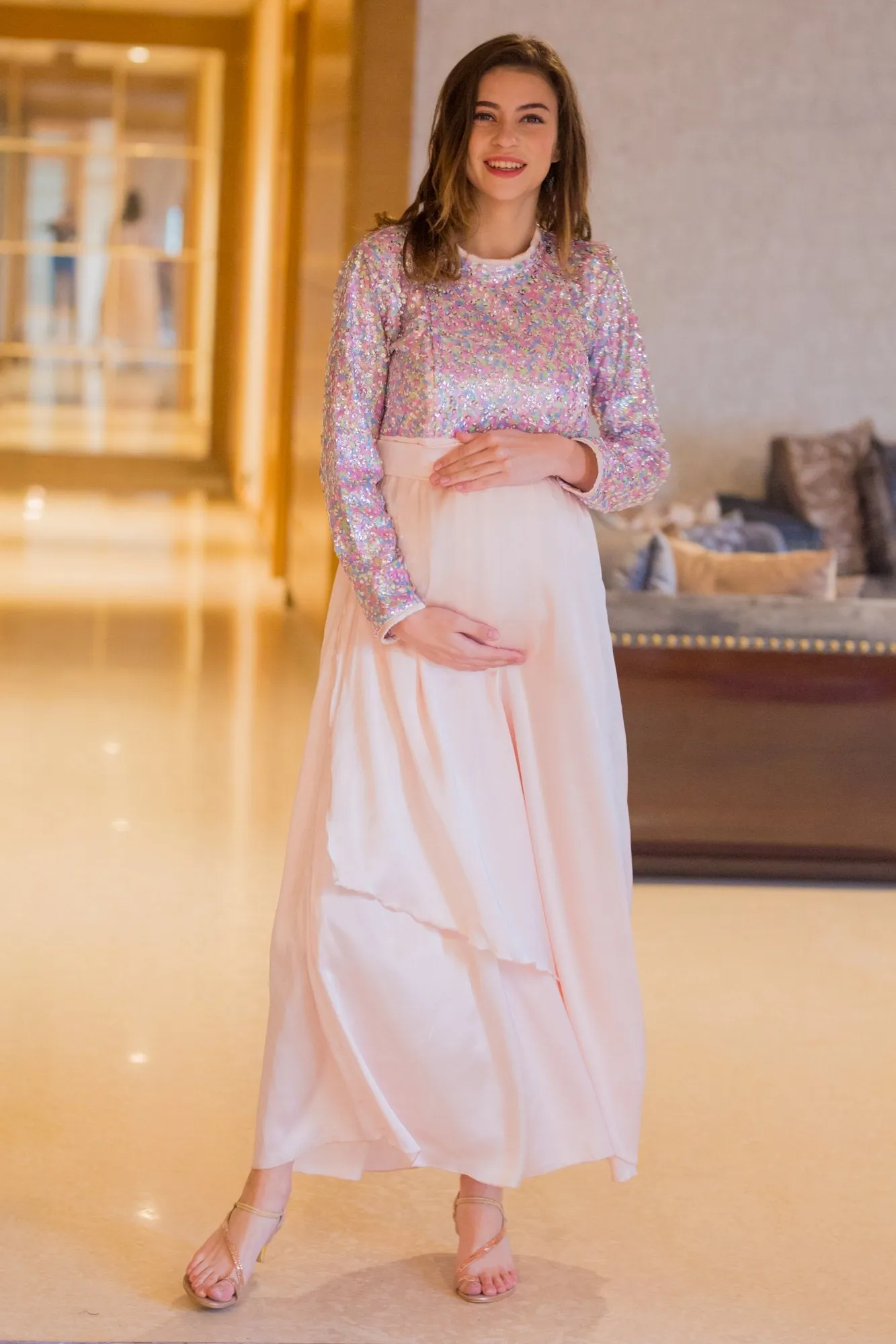 Peppy Sequin Maternity & Nursing Dress