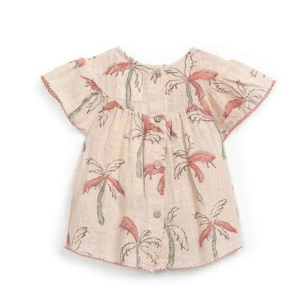 Play Up - Organic Woven Tunic - Pink Palm Trees