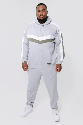 Plus Man Colour Block Hooded Tracksuit