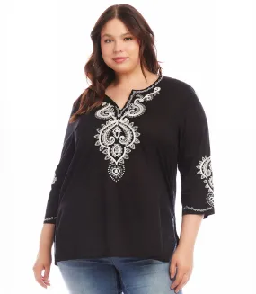 Plus Size Embroidered Tunic