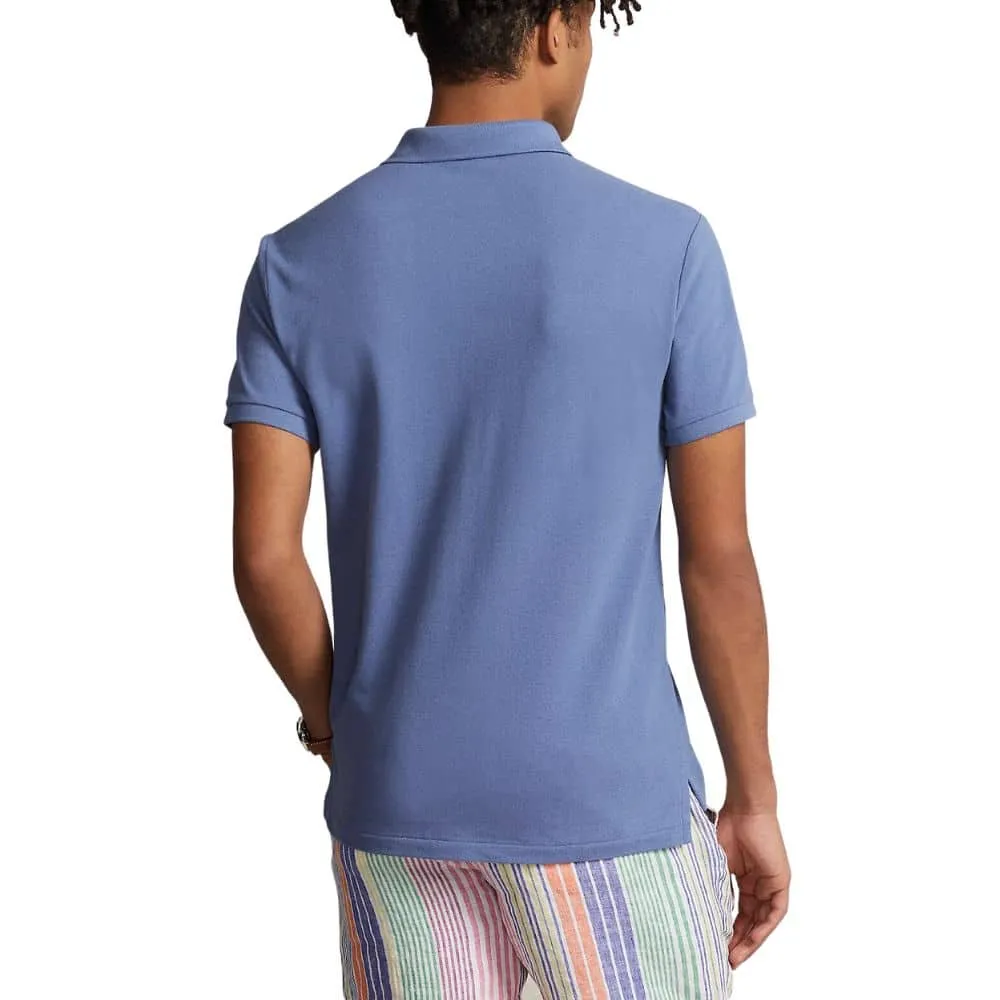 POLO RALPH LAUREN Custom Slim Fit Mesh Light Blue Polo Shirt | Menswear Online