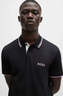 Polo shirt with contrast logos