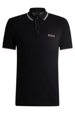 Polo shirt with contrast logos