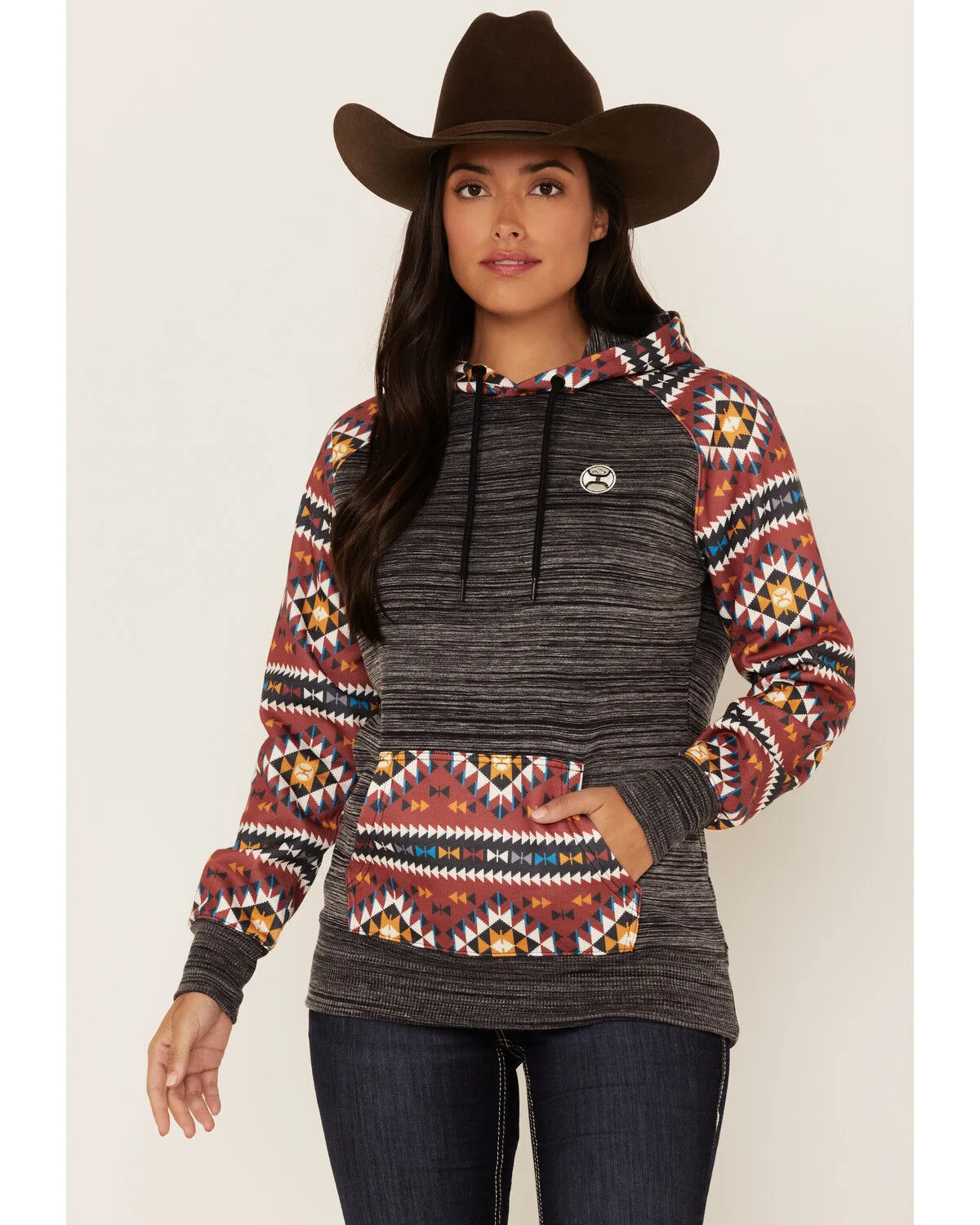 Product Name:  Hooey Women's Southwestern Contrast Print Summit Hoodie