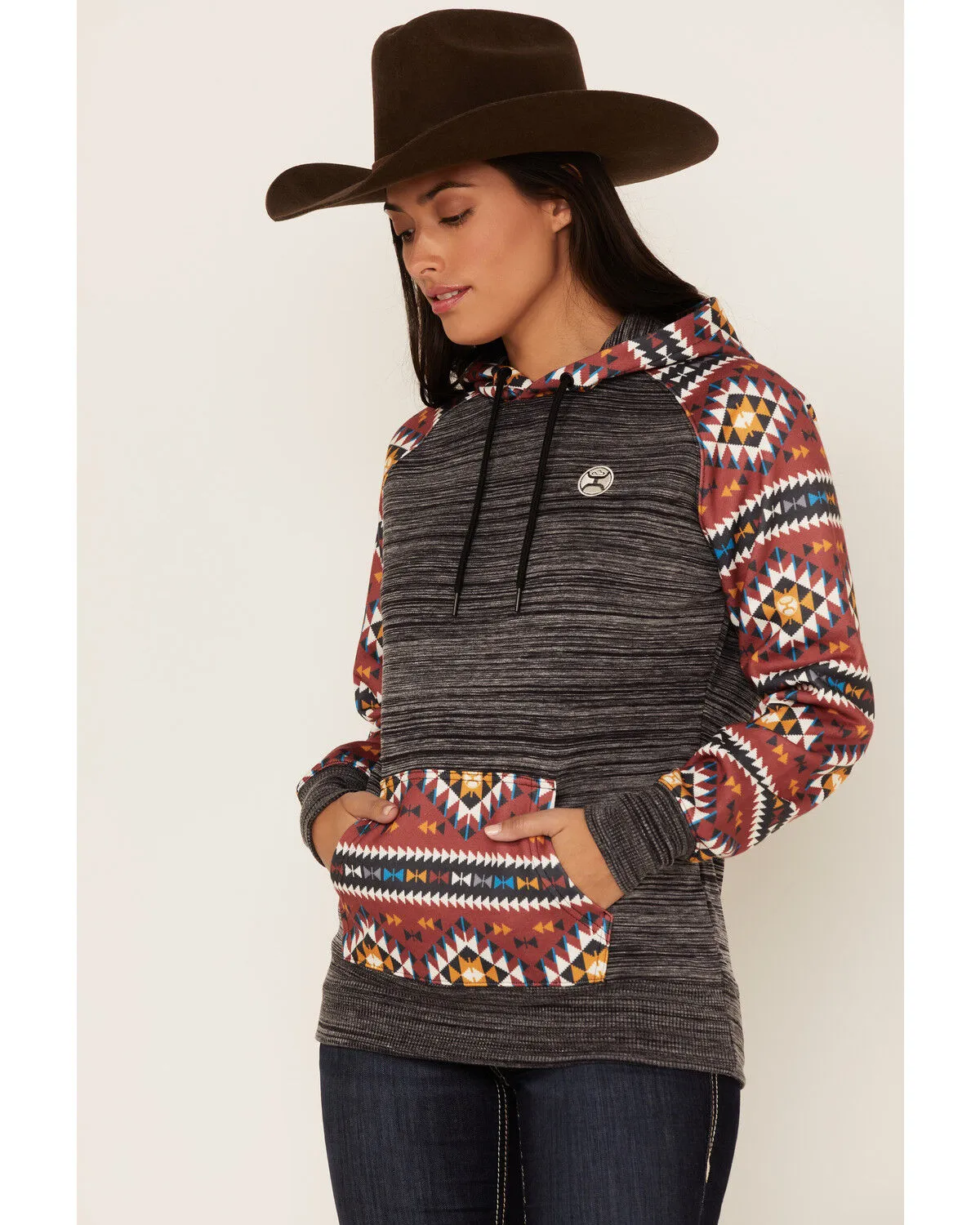 Product Name:  Hooey Women's Southwestern Contrast Print Summit Hoodie